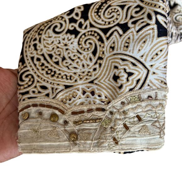 Chico’s Blazer Jacket 100% Silk Beige & Black Size 1 - Picture 4 of 6